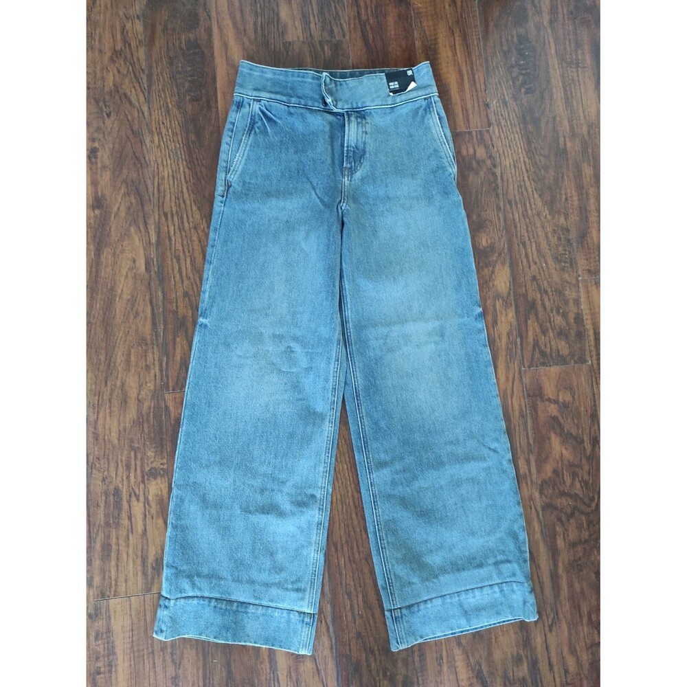 Express Wide Leg, Super High Rise, Stretch Jeans, Blue, Size 0